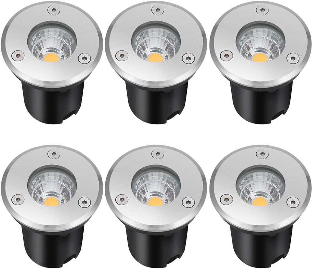 LCARED Landscape Lights 5W LED Outdoor Pathway Lights 12V 24V Low Voltage Waterproof Spotlights for Indoor Outdoor Step Deck Yard Garden Patio,Warm White(6 Pack)