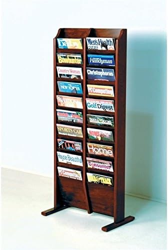 Pemberly Row 20 Pocket Magazine Rack in Mahogany
