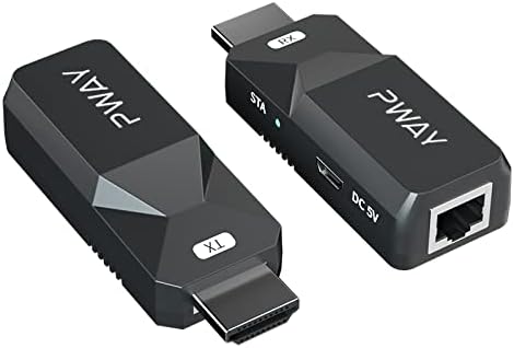 PWAY HDMI Extender 1080P, Extend Audio Video Up to 50m Over Cat6, HDMI to RJ45 to HDMI, HDMI Long Distance Extension Pack of 2