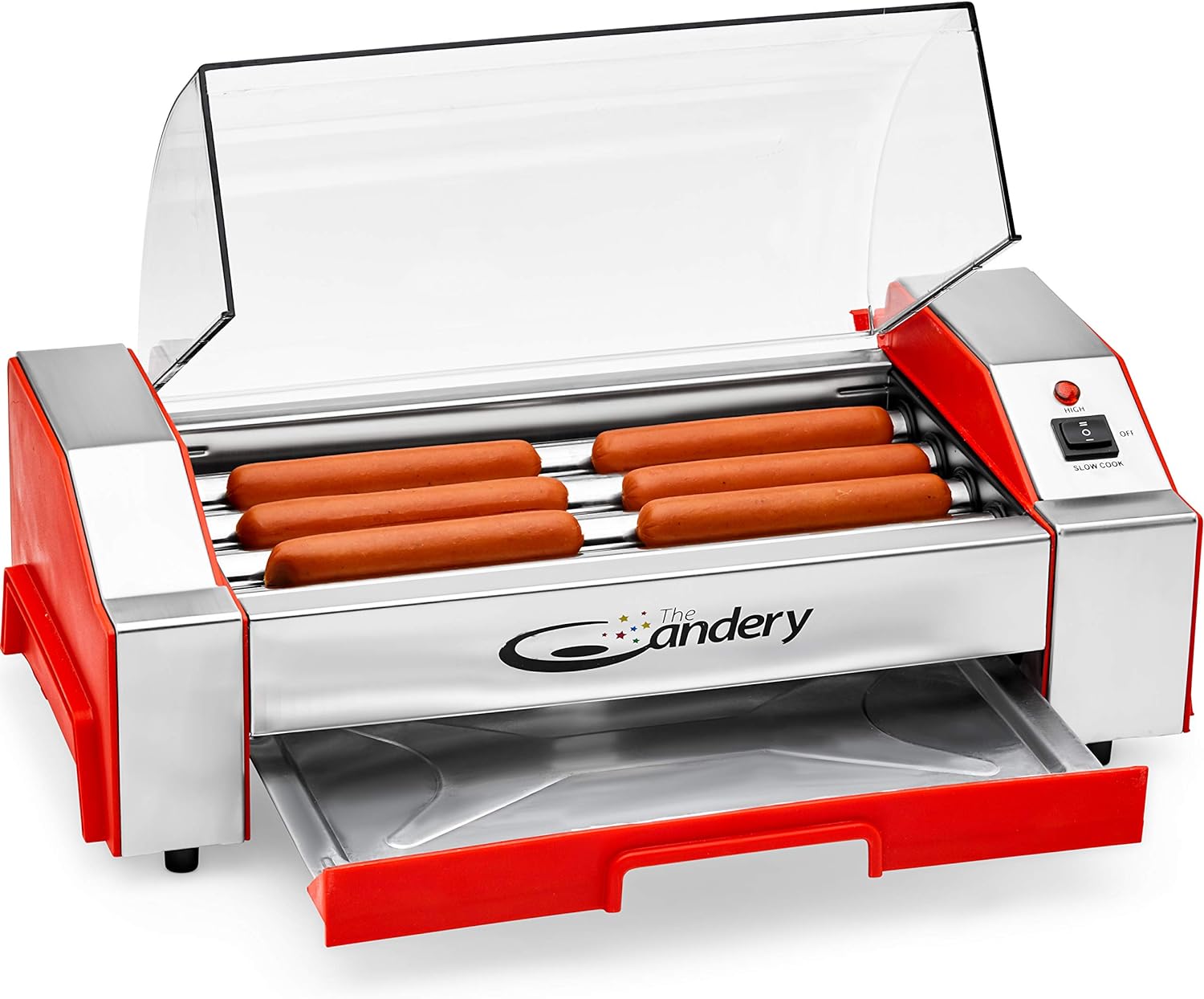 The Candery Hot Dog Roller - Sausage Grill Cooker Machine - 6 Hot Dog Capacity - Household Hot Dog Machine for Children and Adults