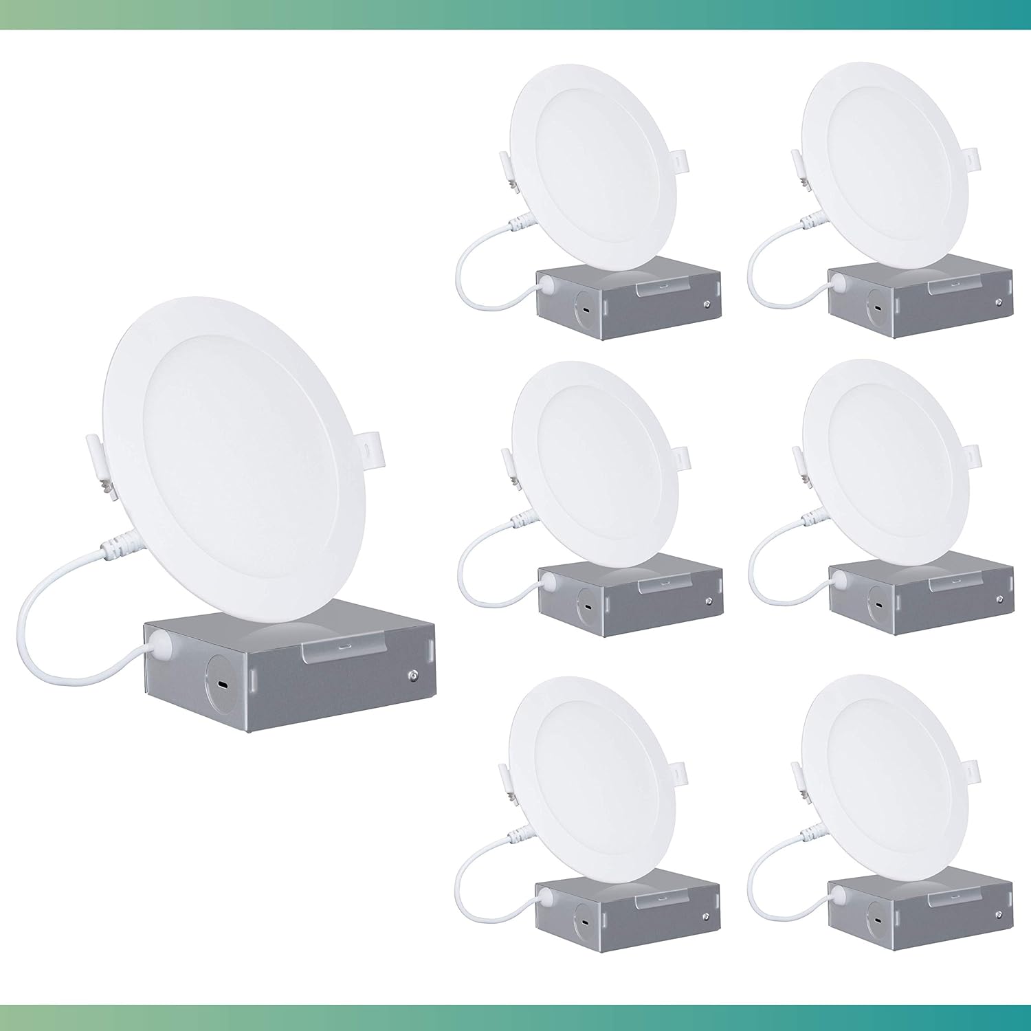 Infibrite 4 Inch WiFi Smart Ultra-Thin LED Ceiling Mount Recessed Light 9W 810LM Dimmable with Junction Box, App & Voice Control, Alexa/Google Compatible, ETL & Energy Star, Wet Rated (6 Pack)