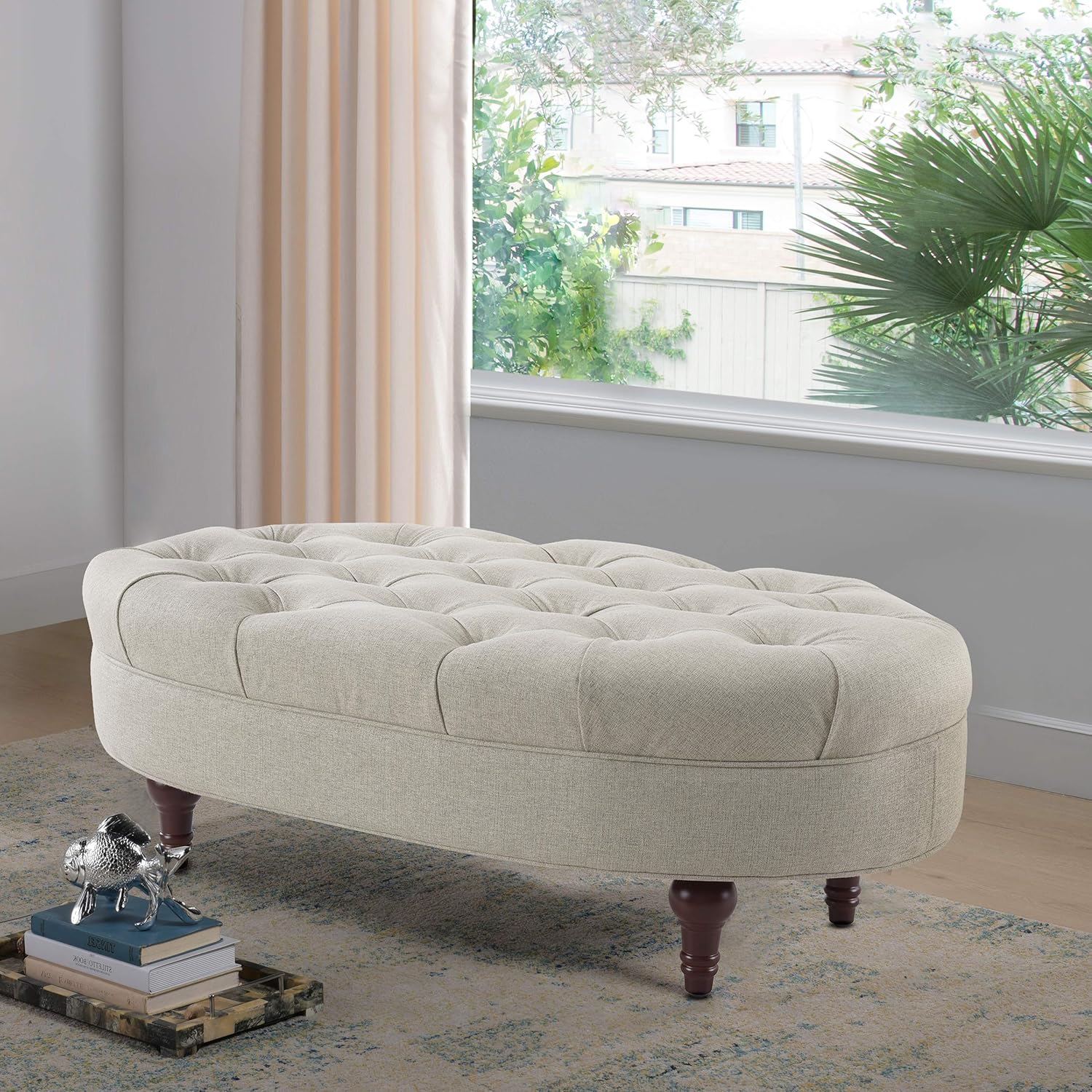 Jennifer Taylor Home Petra Oval Accent Bench, Taupe