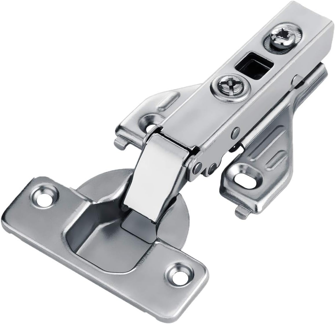 Luokim 4pcs Soft Opening Face Frame Mounting Concealed Hinges Full Overlay Kitchen Cabinet Door Hinges Nickel Finish
