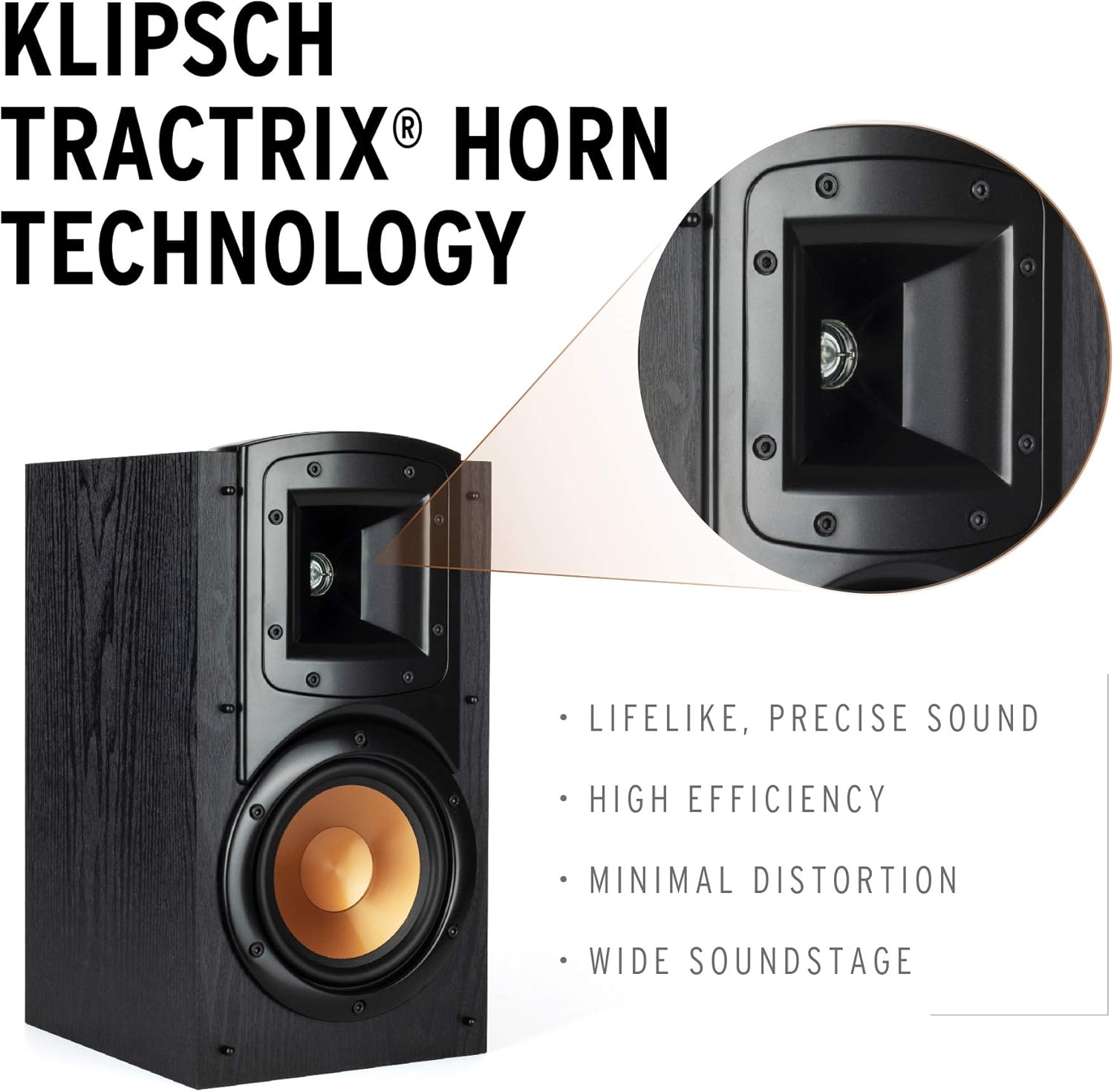 Klipsch Synergy Black Label B-200 Bookshelf Speaker Pair with Proprietary Horn Technology, a 5.25&rdquo; High-Output Woofer and a Dynamic .75&rdquo; Tweeter for Surrounds or Front Speakers in Black