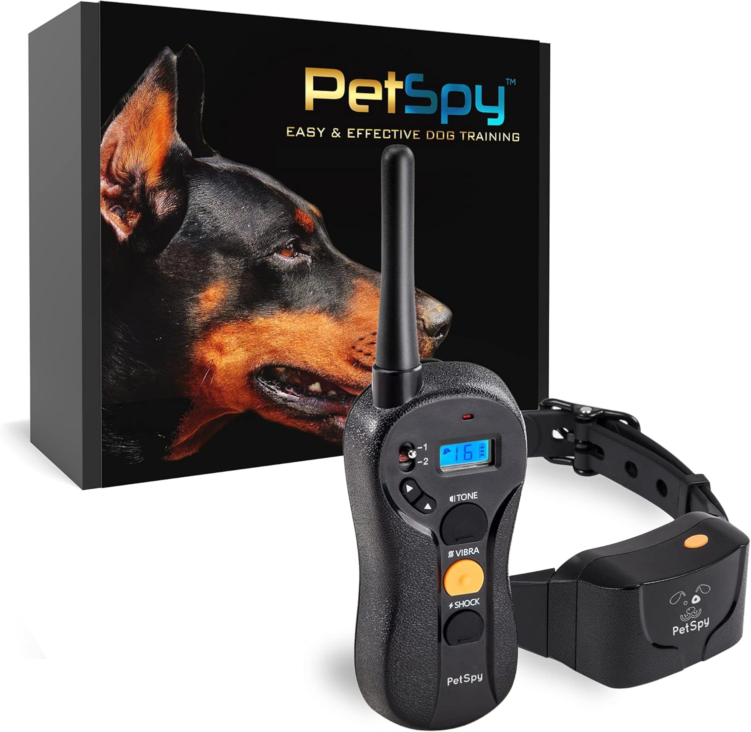 PetSpy P620 Dog Training Shock Collar for Dogs with Vibration, Electric Shock, Beep; Rechargeable and Waterproof Remote Trainer E-Collar - 10-140 lbs Pack of 2