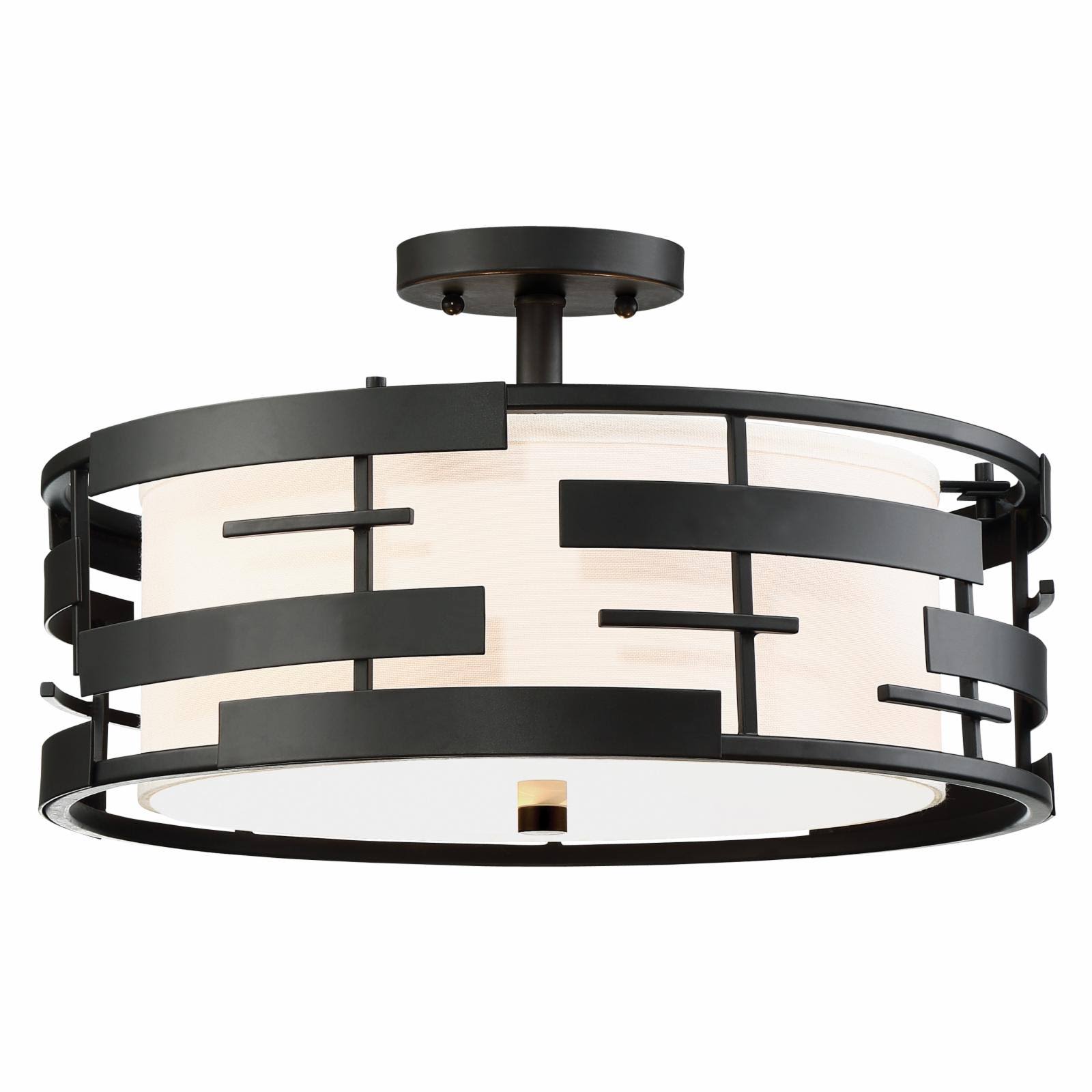 Lansing 3 Light Semi-Flush, Black, Nuvo Lighting 60/6436