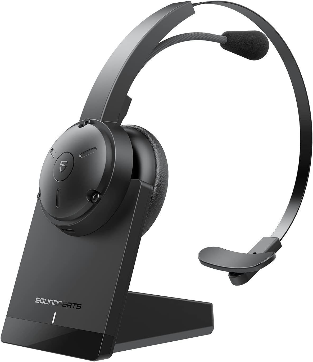 SoundPEATS A7 Bluetooth Wireless Headset with Microphone, QCC3020 Bluetooth 5.0 Headphone Trucker Headset with Mute Mic AI Noise Cancellation 30Hrs Talktime for Home Office Call Center Skype Pack of 2