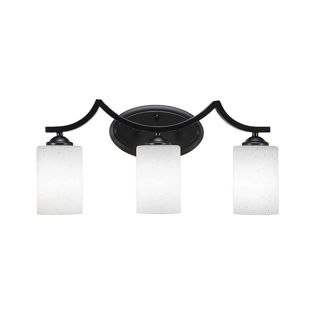 Toltec Lighting 553-MB-310 Zilo 3 Light Bath Bar in Matte Black with 3.5 inch White Muslin Glass Shade