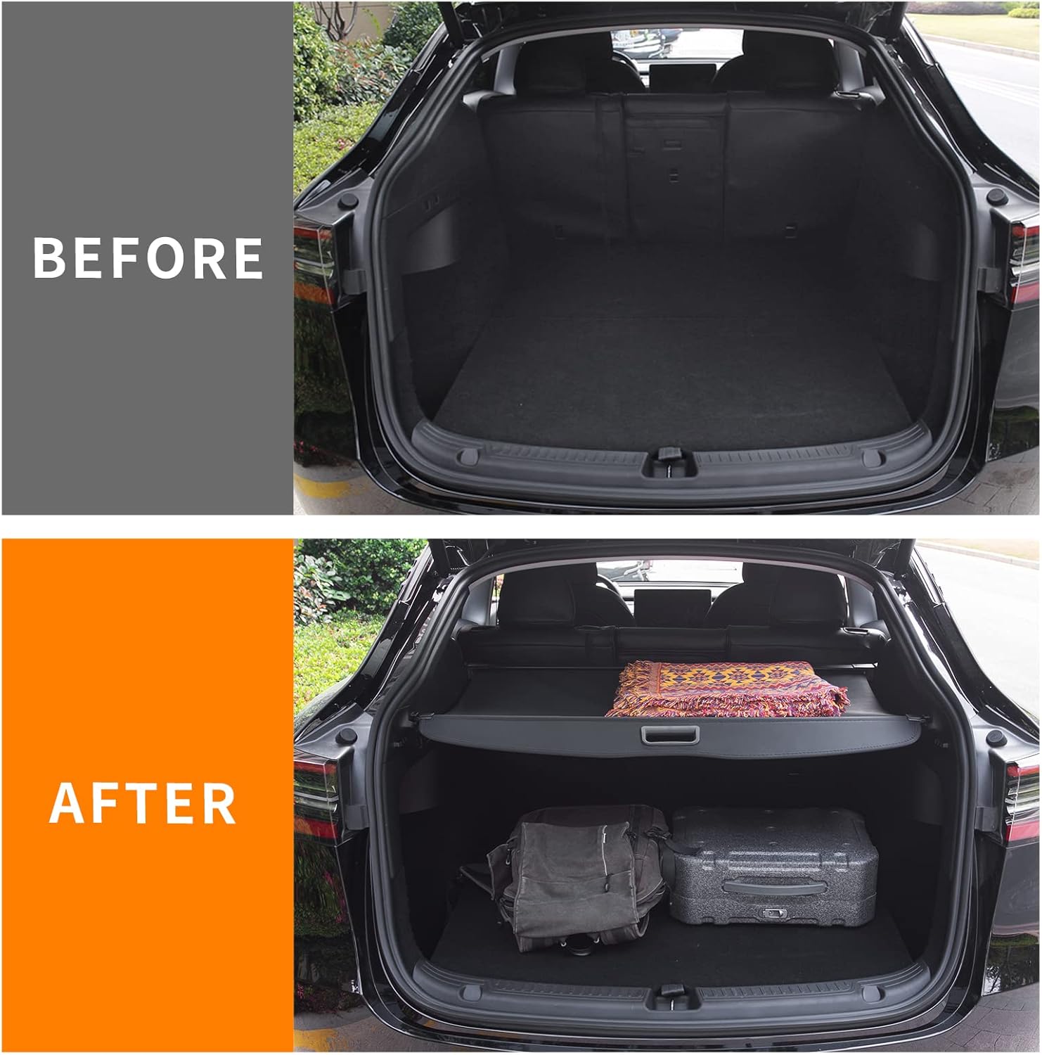 Bomely Fit Tesla Model Y Cargo Cover Rear Trunk Cover Retractable Upgrade Security Black Shield Shade Cover for 5-Seater Model Y Accessories