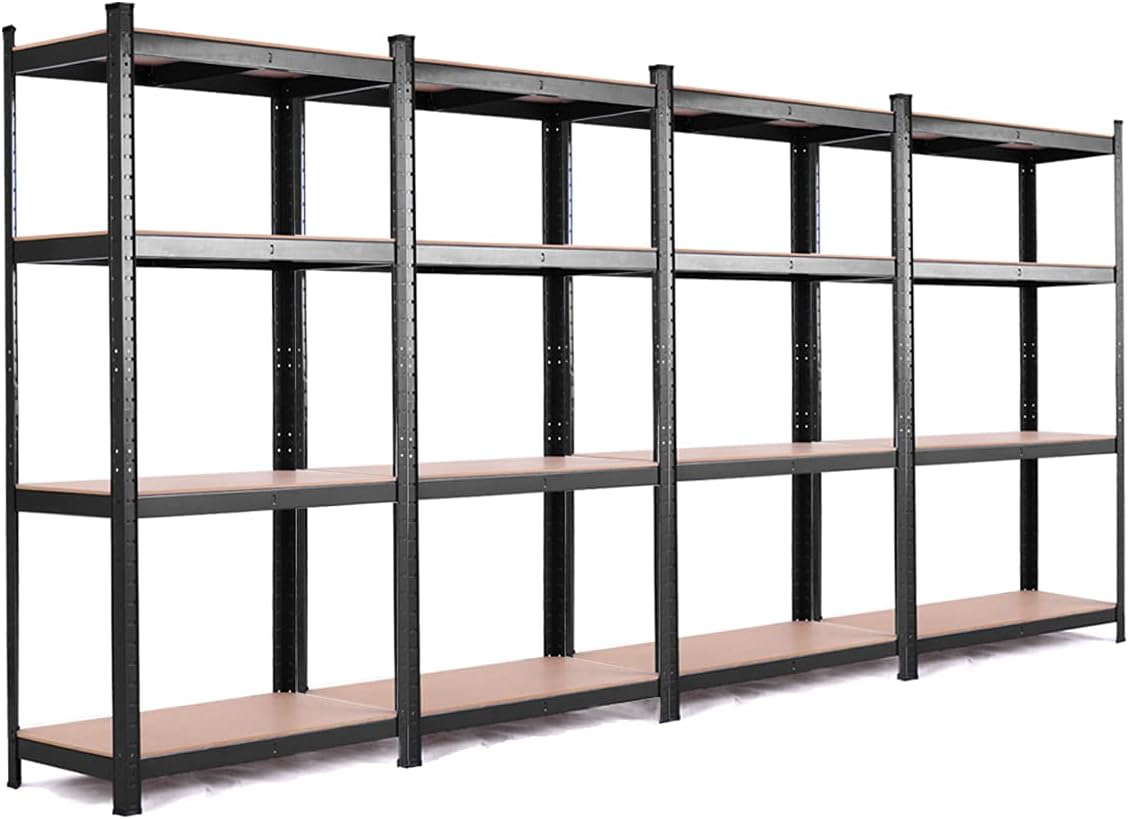TANGKULA Metal Storage Shelves, 63 inches Heavy Duty Steel Frame, Home Garage Multi-Use Storage Rack with Adjustable Shelves, 4-Tier Garage Shelf (32