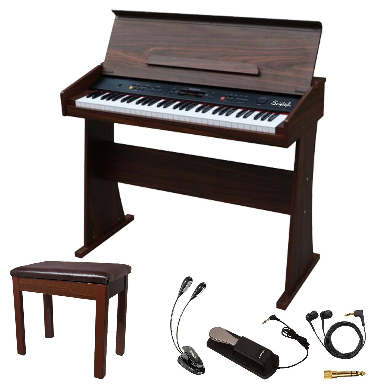 Sawtooth 61-Key Digital Console Piano with Bench u0026 Accessories