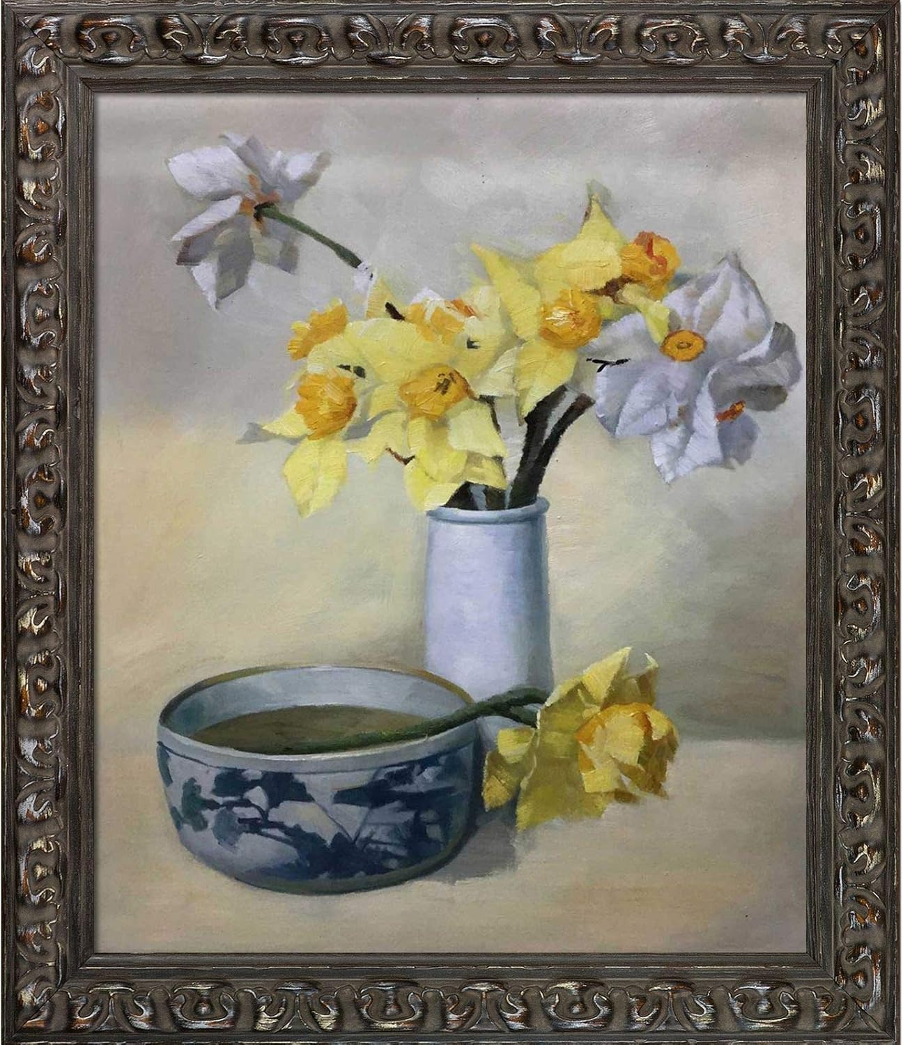 La Pastiche Daffodils and Narcissi by Frank Bramley Oil Painting, 20