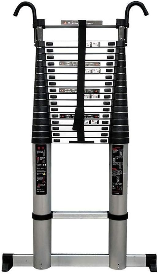 WGGGF Step Ladder 7m/23ft Telescopic Tall Ladder with Hook Aluminum DIY Multi-Purpose Portable Extendable Extension Ladder for Climb Builders Attic Loft (Color : Black Label, Size : 7m/23ft)