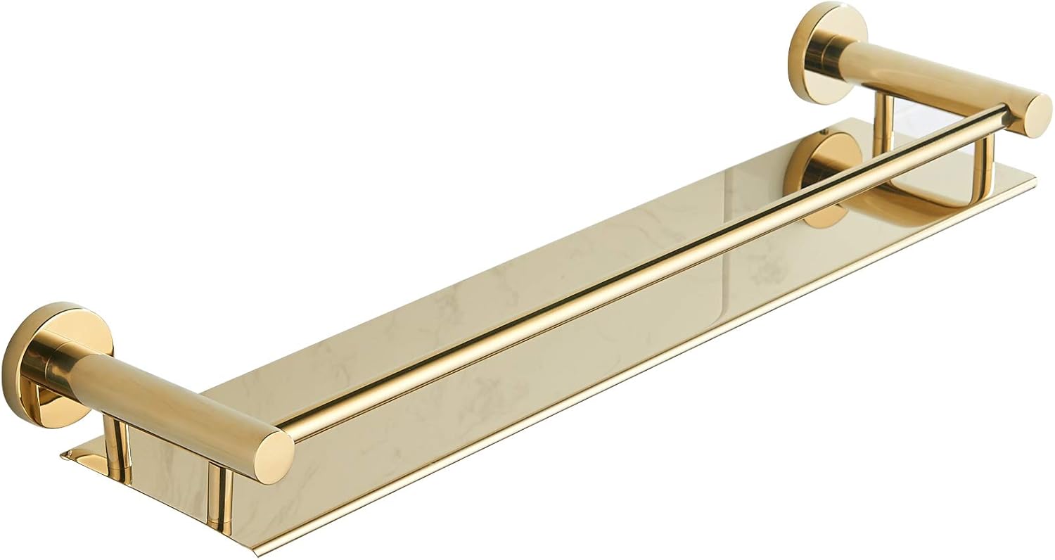 Whole Stainless Steel 304 Shelf Bathroom Shelf 19.6 Inch Wall Mount (Gold) Pack of 2