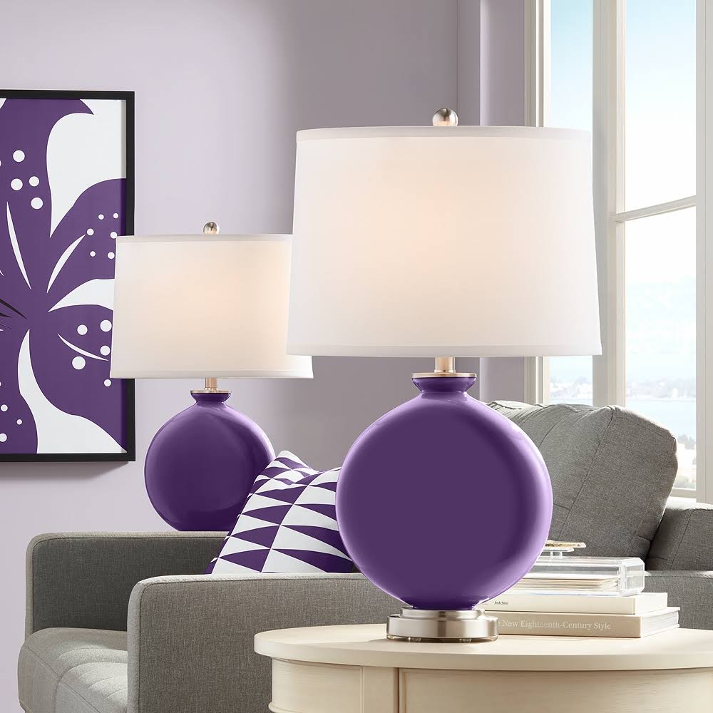 Color + Plus Acai Carrie Table Lamp Set of 2, Purple 53D87