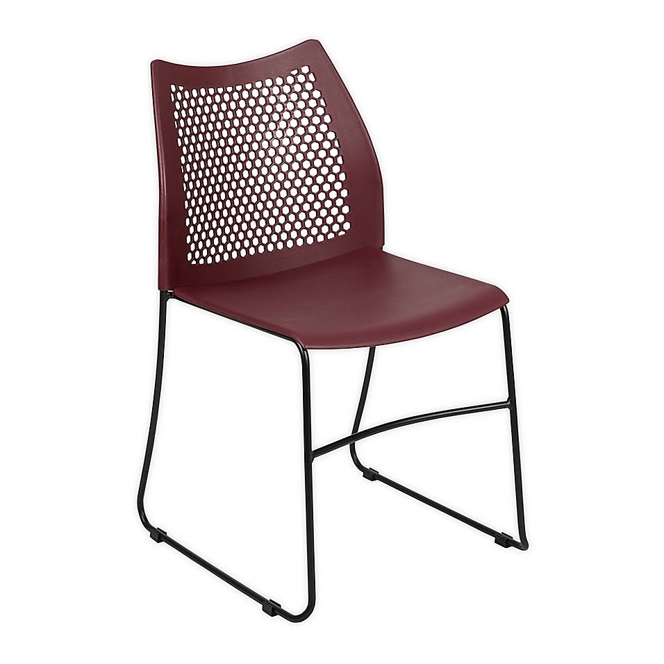 Flash Furniture Stacking Chair with Air-Vent Back in Burgundy
