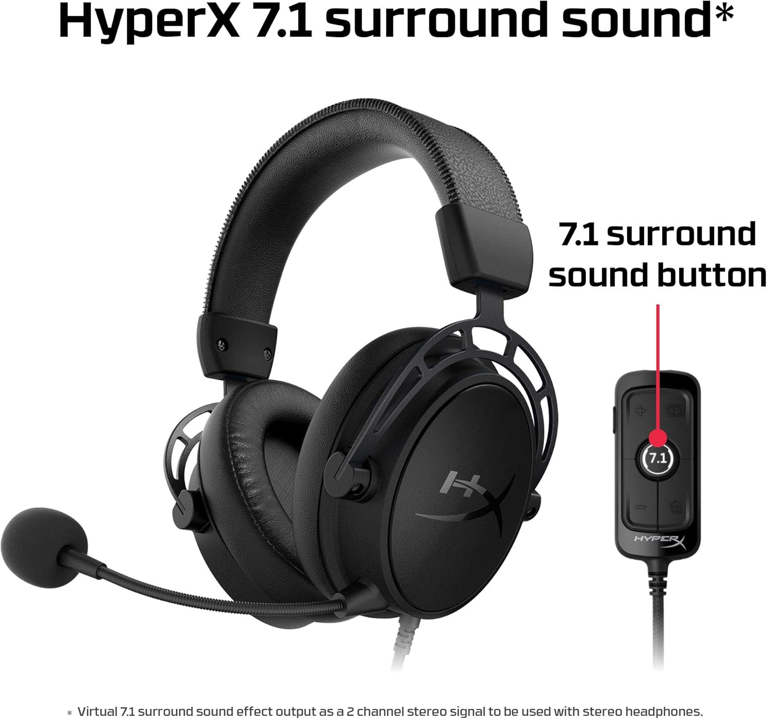 HyperX Cloud Alpha S - PC Gaming Headset, 7.1 Surround Sound, Adjustable Bass, Dual Chamber Drivers, Chat Mixer, Breathable Leatherette, Memory Foam, and Noise Cancelling Microphone – Blackout Pack of 2