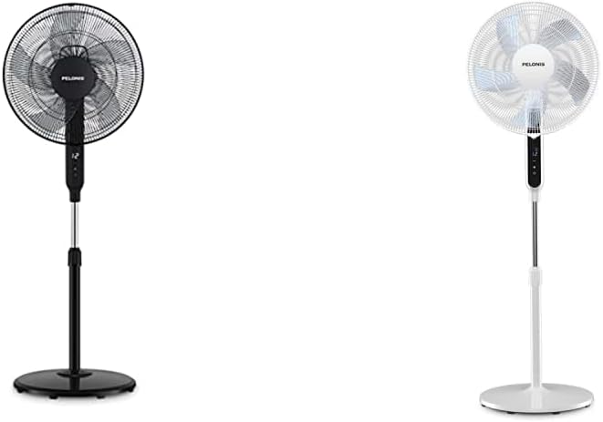 PELONIS PFS40D6ABB DC Motor Ultra Quiet 16 Inch Pedestal Sleeping &Baby, High Energy Efficiency Standing Fan Speed, 12-Hour Timer, Remote Control, and Adjustable Heights, Black