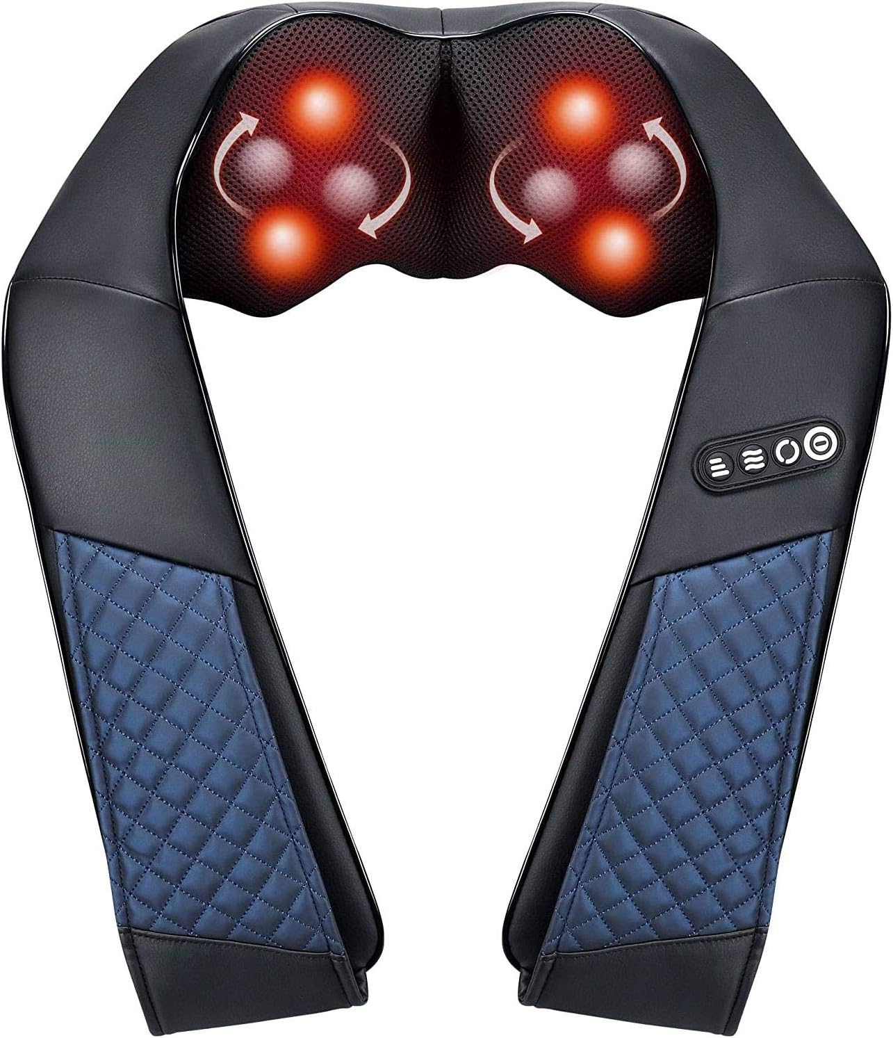 Neck and Shoulder Massager with Heat Shiatsu Back Massage Pillow with 3D Deep Tissue Kneading for Foot, Legs, Body Muscle - Use at Home, Office & Car
