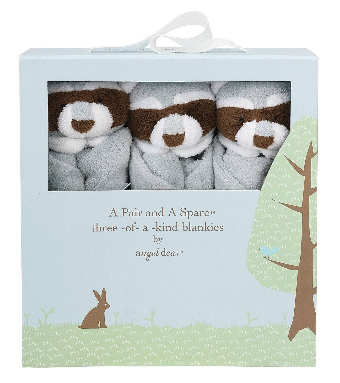 Angel Dear Pair and A Spare 3 Piece Blanket Set Greyish Blue Raccoon