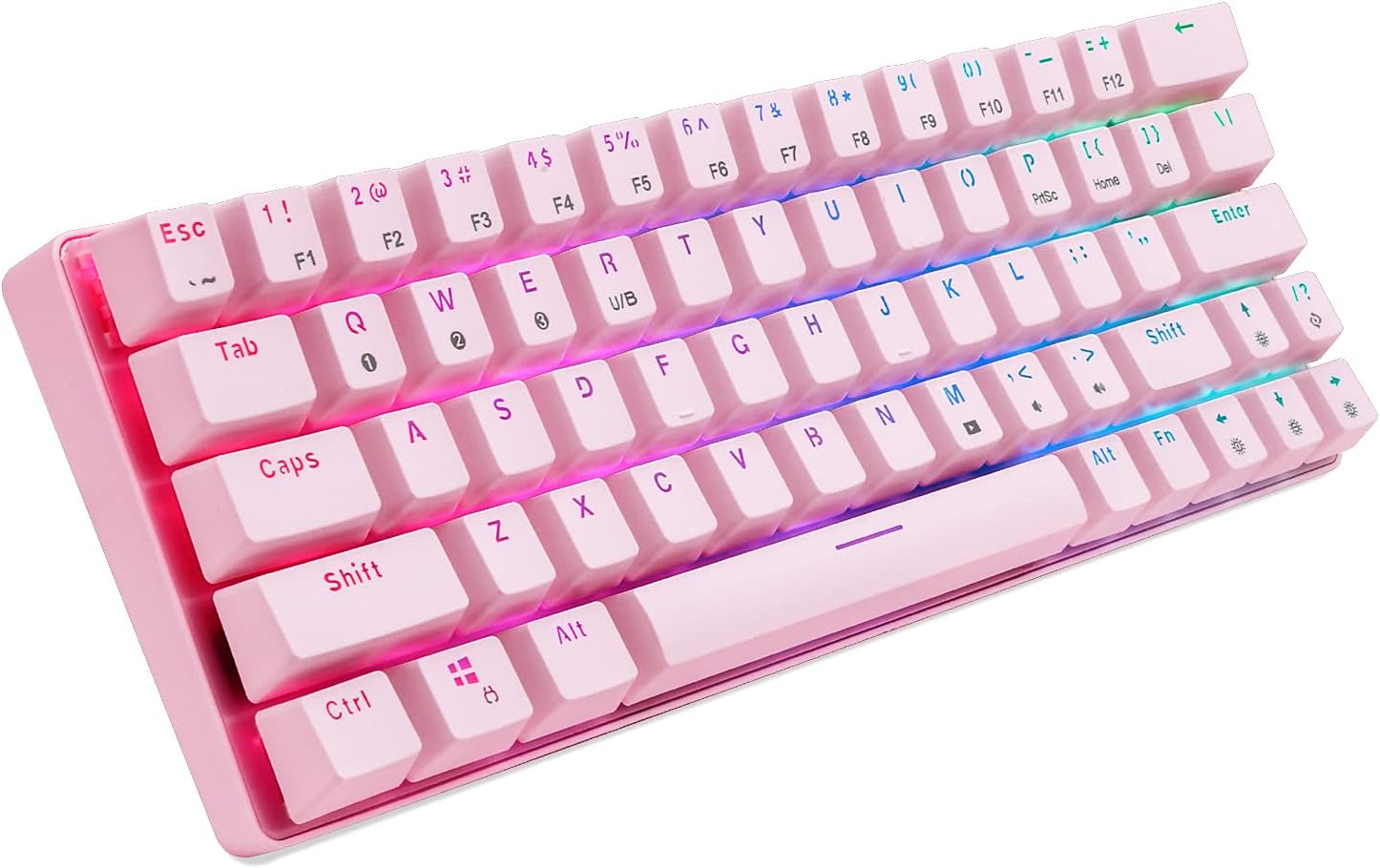 CQ63 60% RGB Wireless Mechanical Gaming Keyboard, Authentic Cherry MX Blue Switches, Bluetooth 5.0, Wired Keyboard 63 Keys for PC Tablet Laptop Cell Phone, White Pack of 2