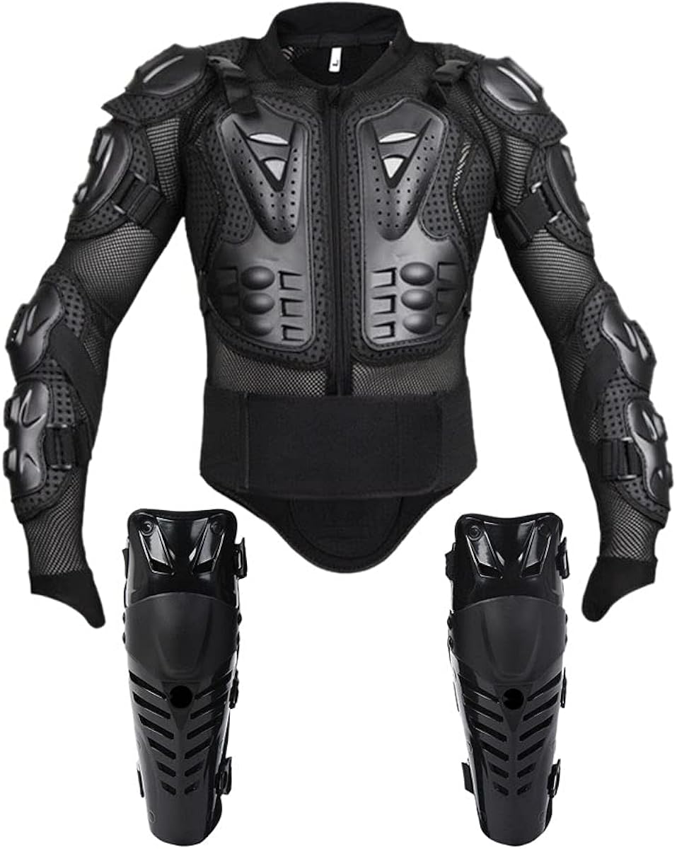Motorcycle Protective Jacket Full Body Armor, Spine Chest Protection Gear with Knee Pads for Sport Motocross MTB Racing
