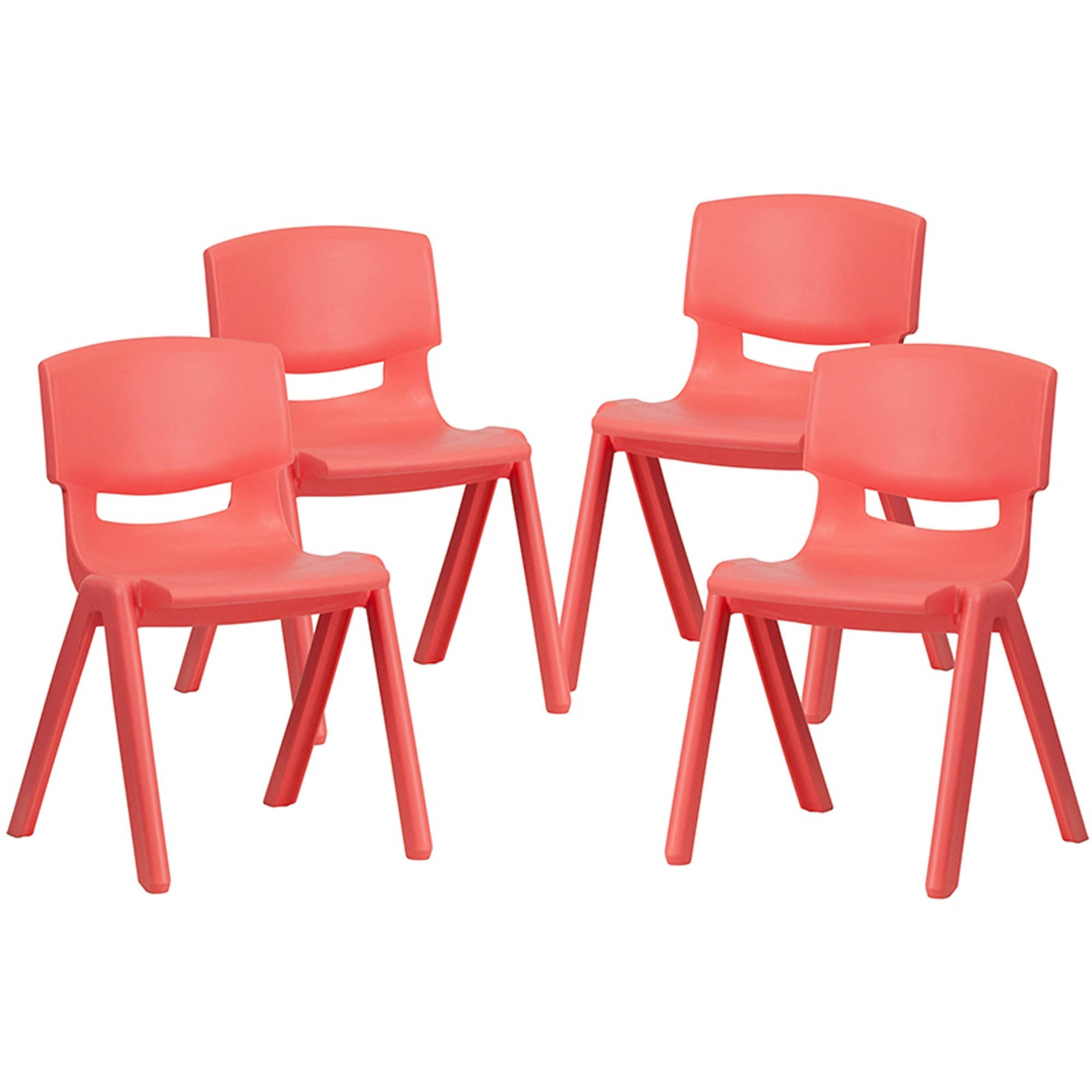 Offex Red Plastic Stackable School Chair with 13.25x22 Seat Height, 4 Pack