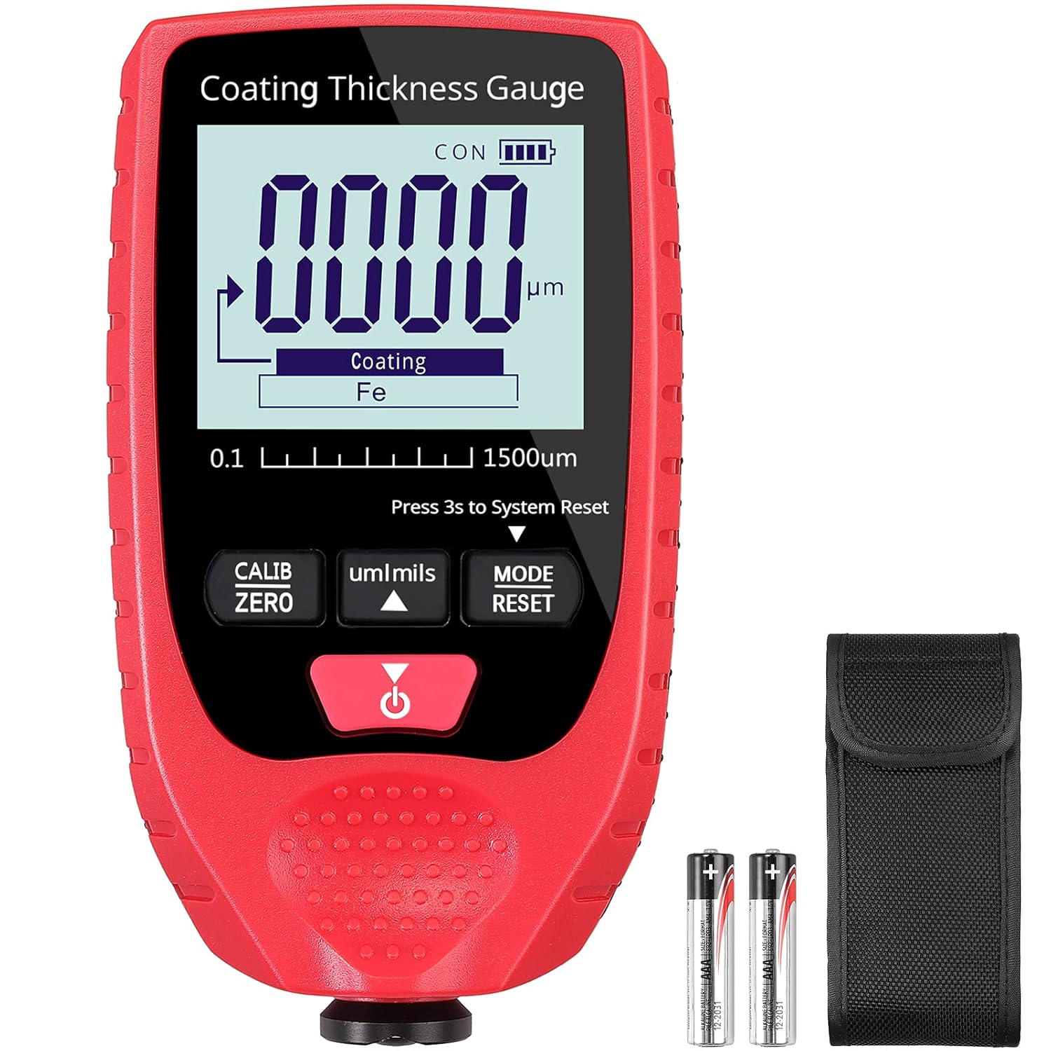 Paint Coating Thickness Gauge JUSTOOL Meter Handheld with Backlight LCD, Fit for Both Steel and Aluminum Base Metal Car 0-1500um
