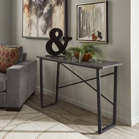 Weston Home Wren Modern Rectangular Metal Console Table, Matte Black Finish