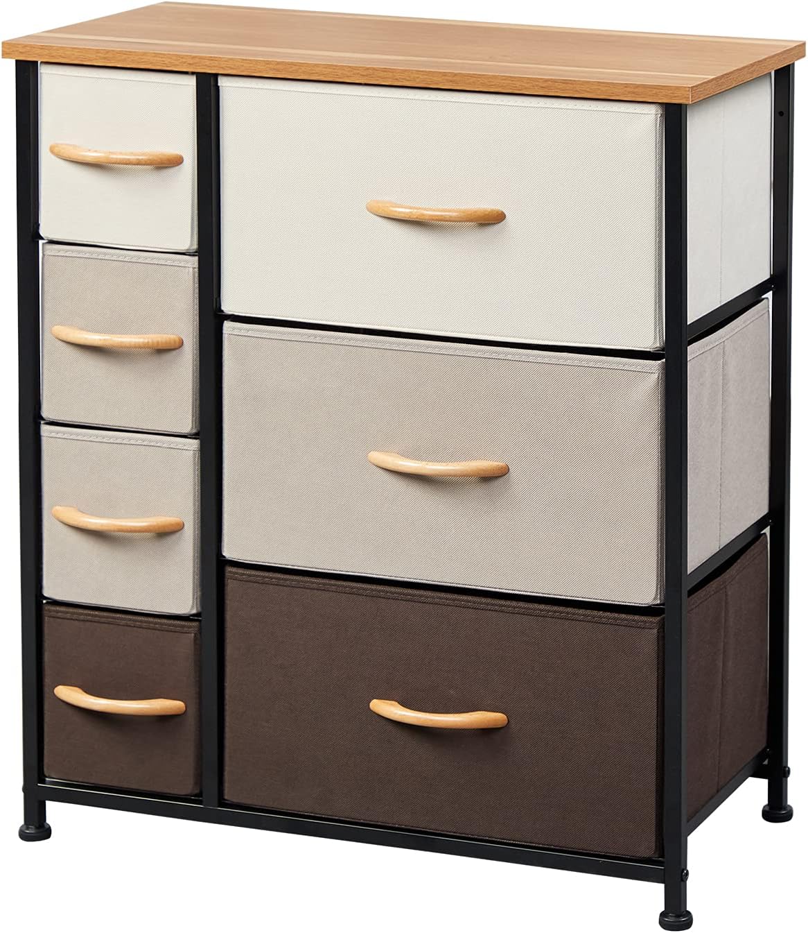 JAJUMUDO Dresser with 7 Drawers,Small Bedroom Dresser,Wood Dresser for Bedroom, Living Room, Closets & Nursery(Black)