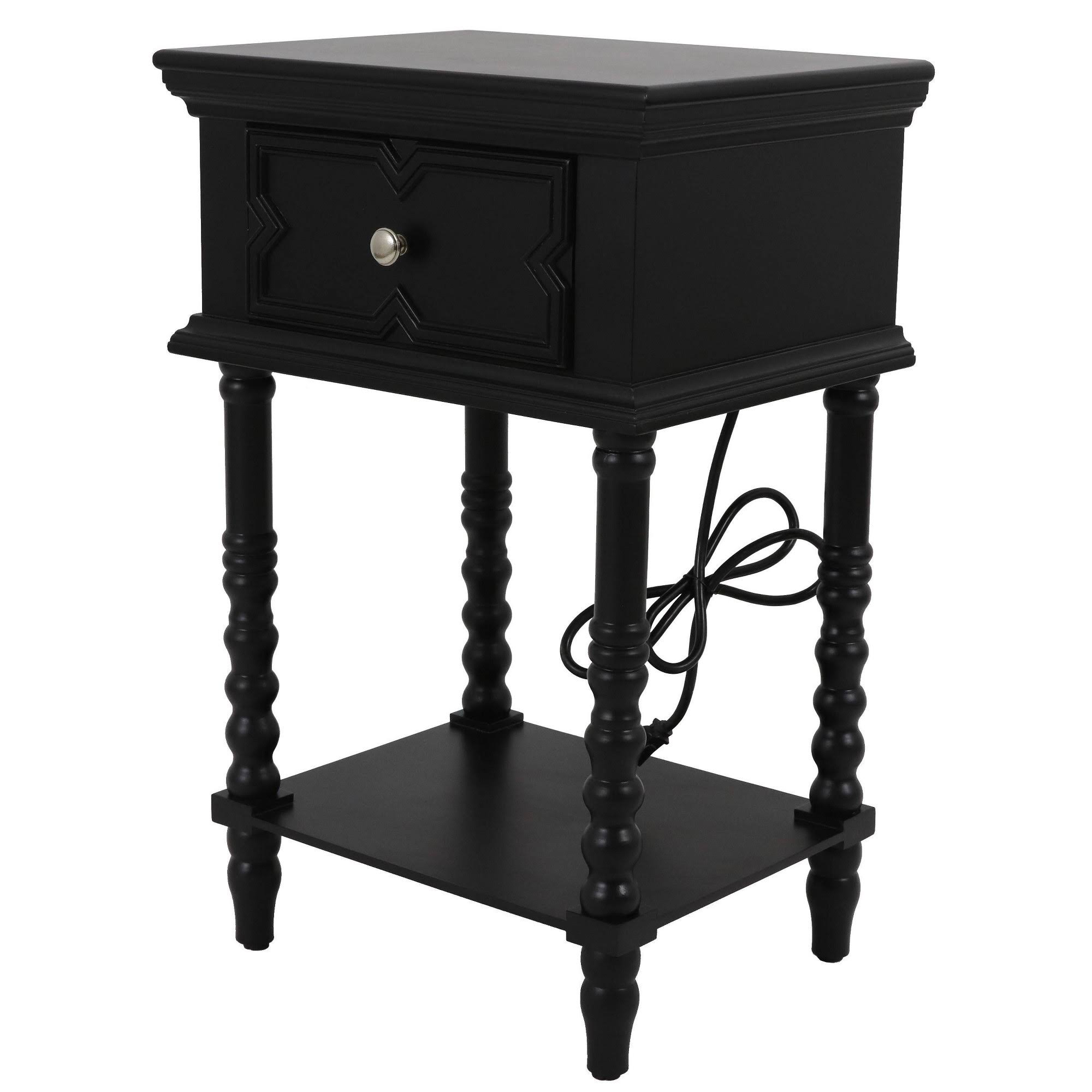 Decor Therapy Mona Satin Black 1-Drawer Nightstand
