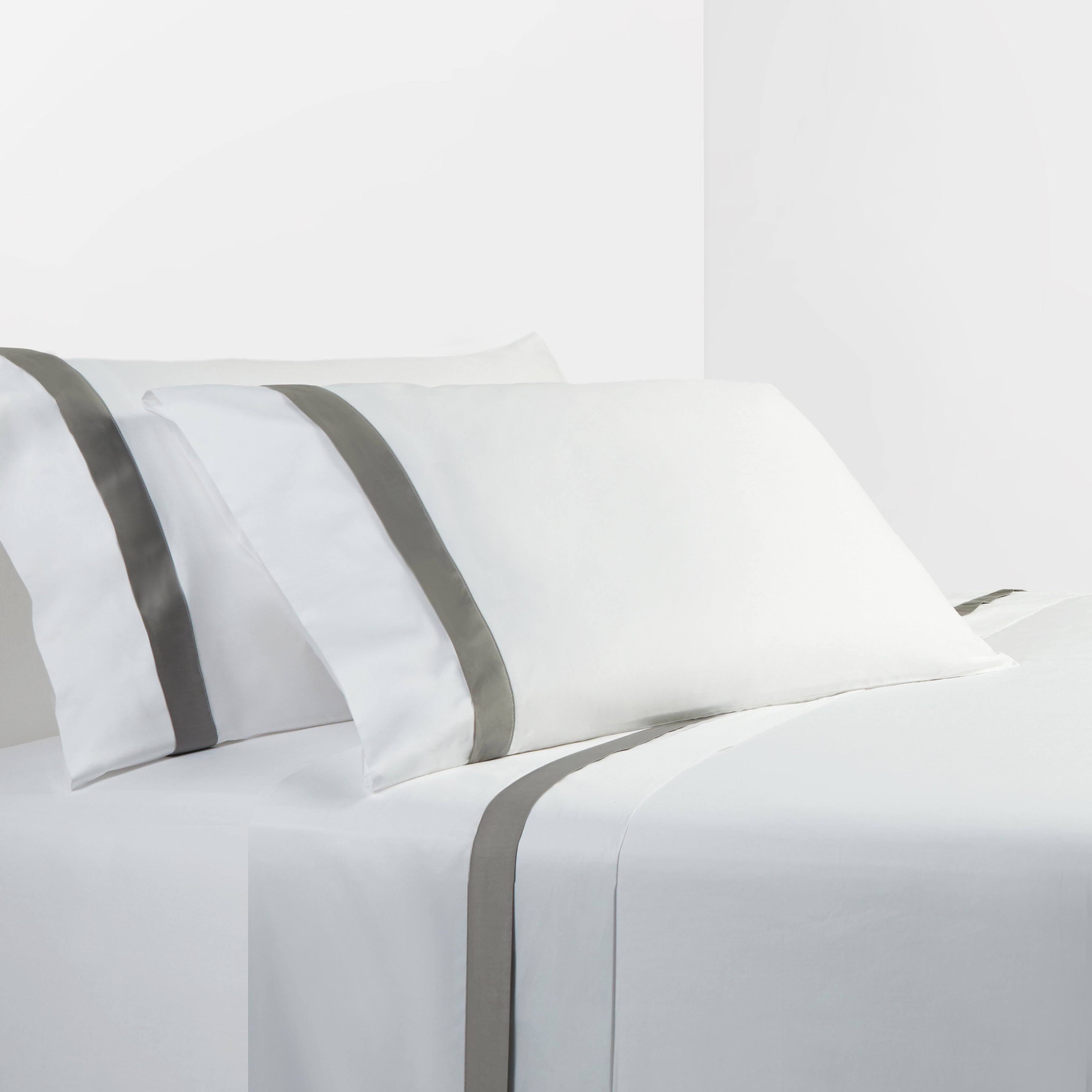 HiEnd Accents 350 TC White Sheet Set with Gray Flange - King
