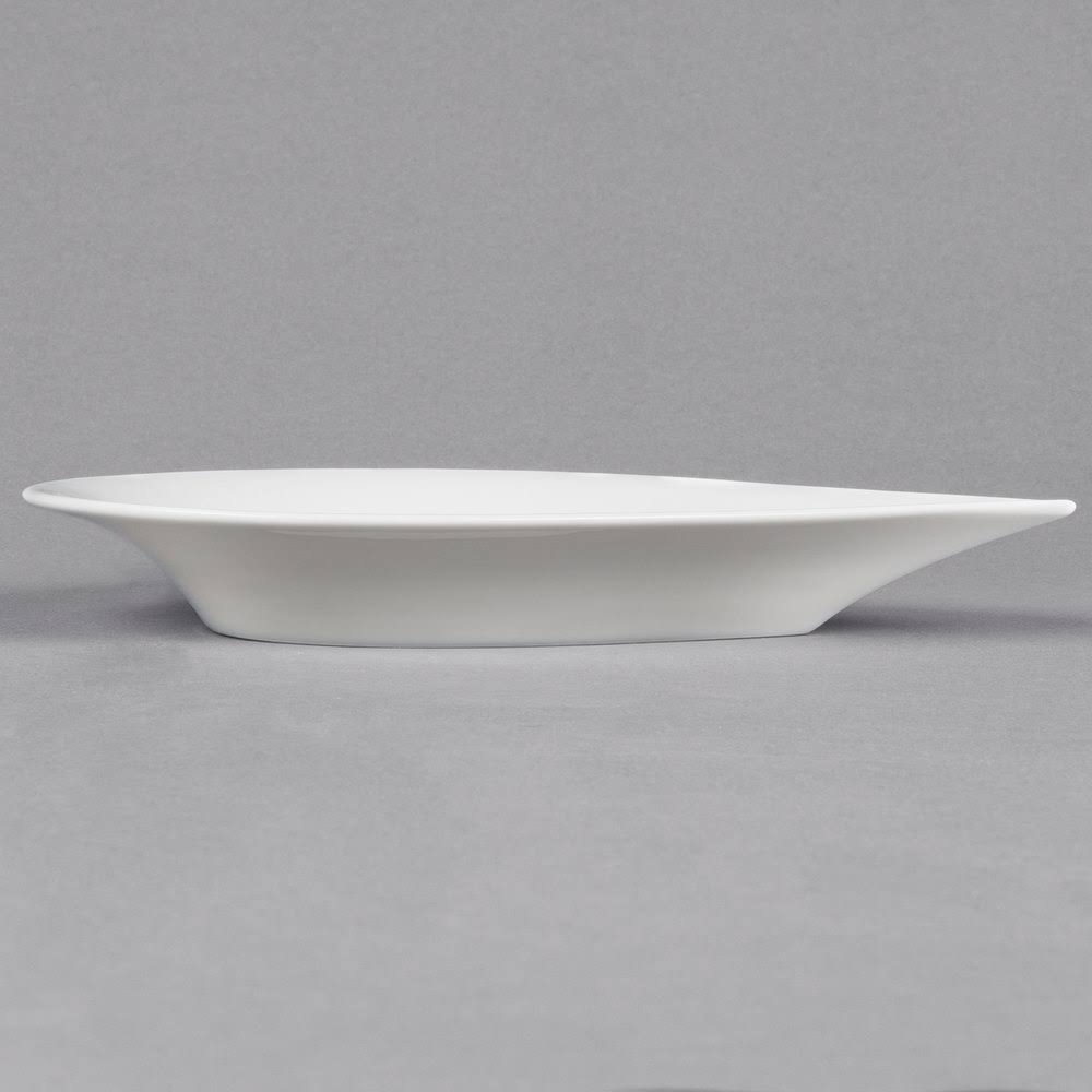 CAC DOT-10 10u0026quot; x 6 3/8u0026quot; Bright White One Tine China Tasting Platter - 24/Case