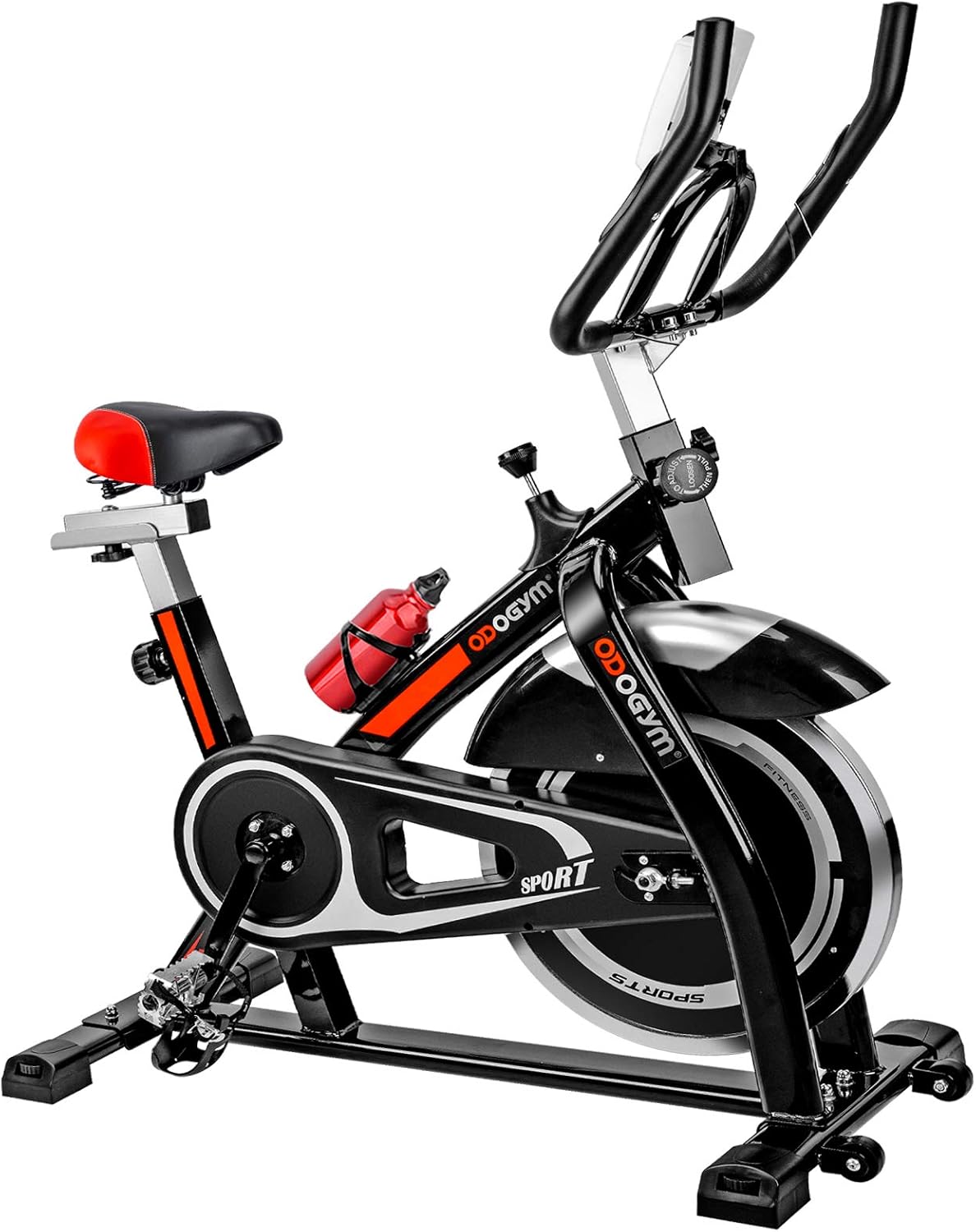 ODOGYM Indoor Cycling Bike Stationary - Exercise Bike with Comfortable Seat Cushion, Phone/Ipad Bracket, Heavy Flywheel and LCD Monitor for Home Gym