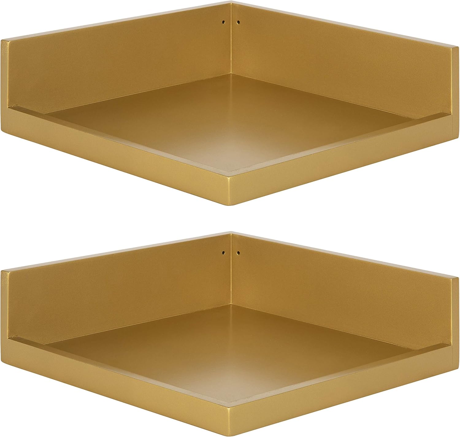Kate and Laurel Levie Modern Floating Corner Wood Wall Shelves, 12 x 12 Inches, 2 Pack, Walnut Brown