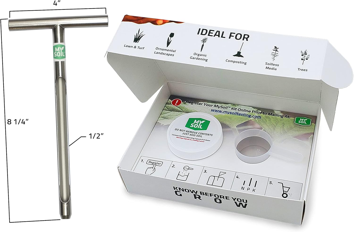 MySoil - Soil Test Kit PRO Pack | Grow The Best Lawn & Garden | Complete & Accurate Nutrient and pH Analysis with Recommendations Tailored to Your Soil and Plant Needs | 2 Test Kits + 1 Soil Probe
