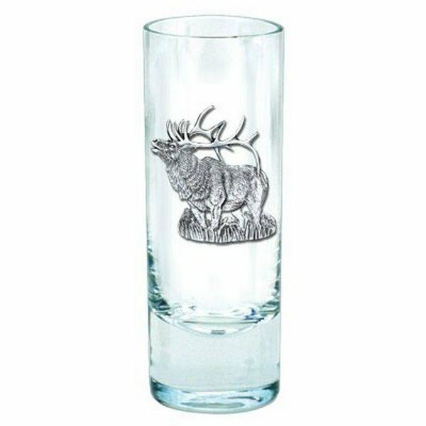 Standing Elk Pewter Accent Tall Shot Glasses, Set of 4
