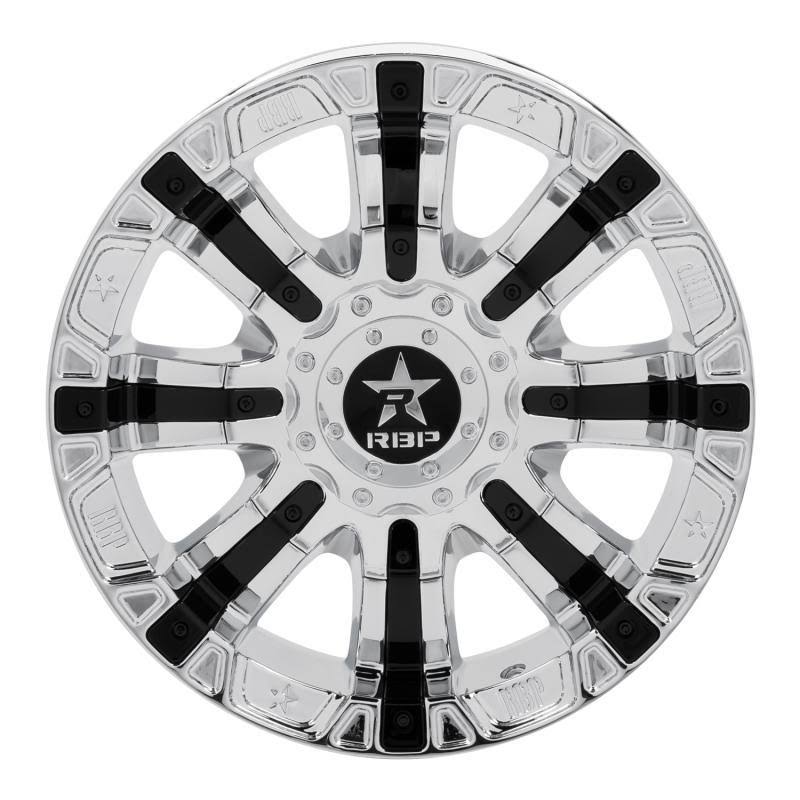 RBP 94R 18x10 6x135/139.7 BP / 5.5 BS 0mm Offset 87mm CB (Hub Centric) Chrome w/Black Inserts Wheel