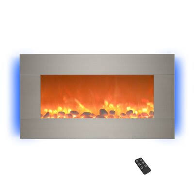 Albee Wall Mounted Electric Fireplace Wade Logan Finish: Brushed Silver