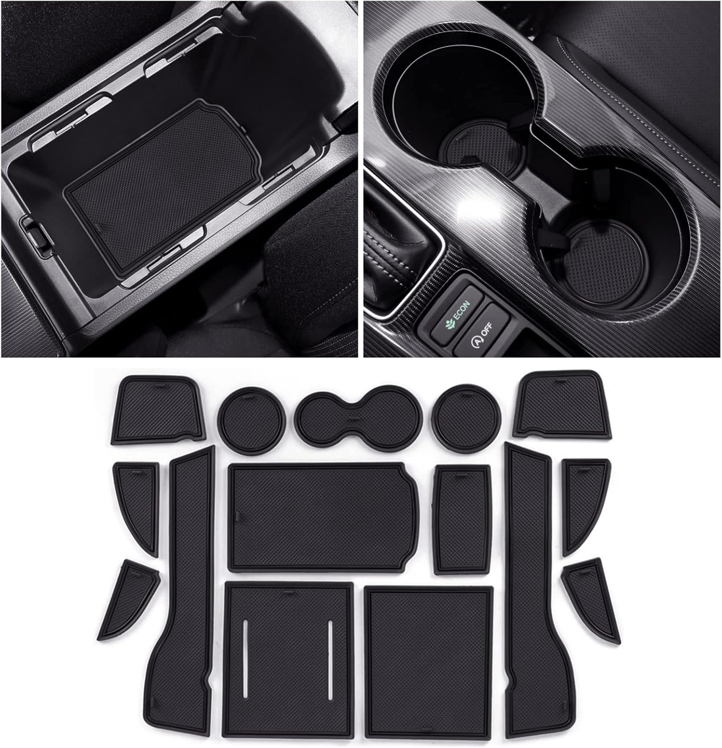 YEVEDUO for Honda Civic 2022 Accessories Interior Cup Holder Inserts Center Console Liners fits 11th Gen Civic Sedan Door Pocket Mats Non-Slip Anti Dust Custom Upgraded (Leather-16 Pcs)