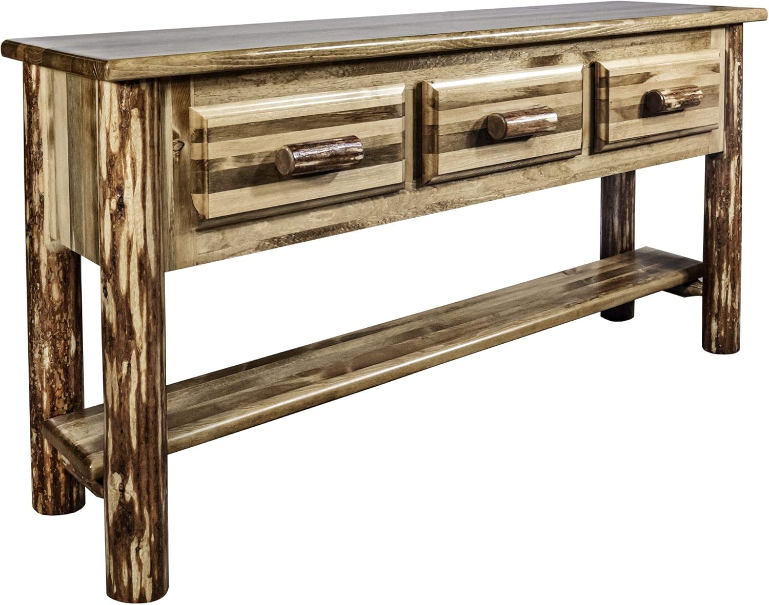 Montana Woodworks Glacier Country Collection Console Table with 3 Drawers, Stained and Lacquered