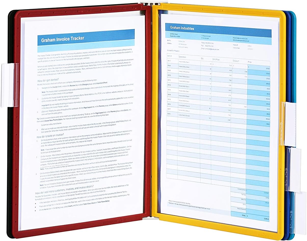 Durable Wall Mounted Reference System, 10 Double-Sided Panels, Letter-Size, Assorted Colors, VARIO Design (535900) , Black Pack of 2