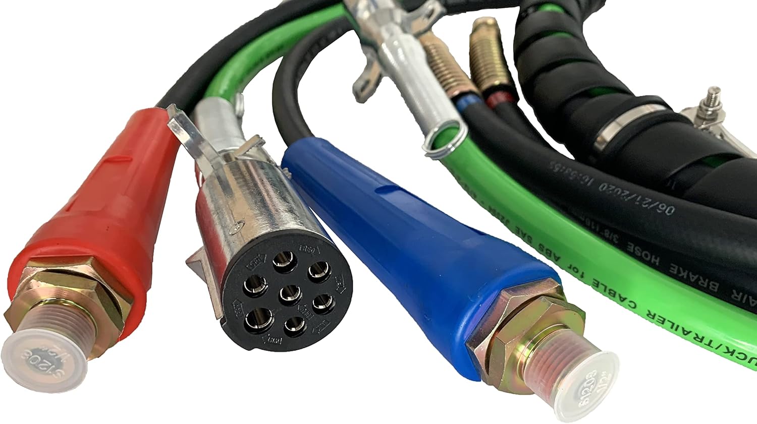 KAKACAR 3 in 1 Wrap Air Power Brake Line 12 Ft 7 Way Copper Electrical Cable ABS Wire & Air Line Hose Assembly Heavy Duty Truck Tractor Trailer Parts