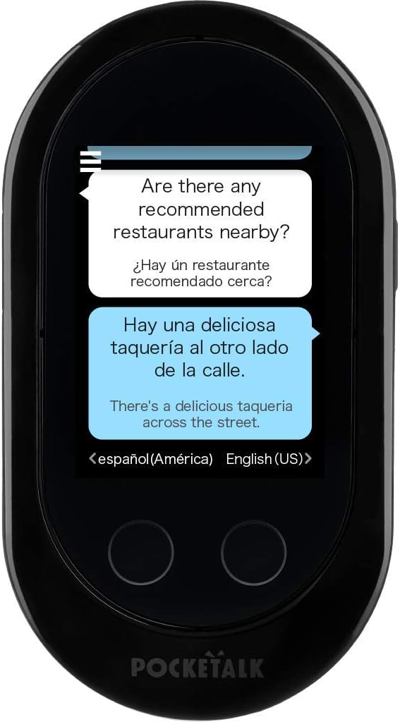 Pocketalk Classic Language Translator Device - Portable Two-Way Voice Interpreter - 82 Language Smart Translations in Real Time (Black)