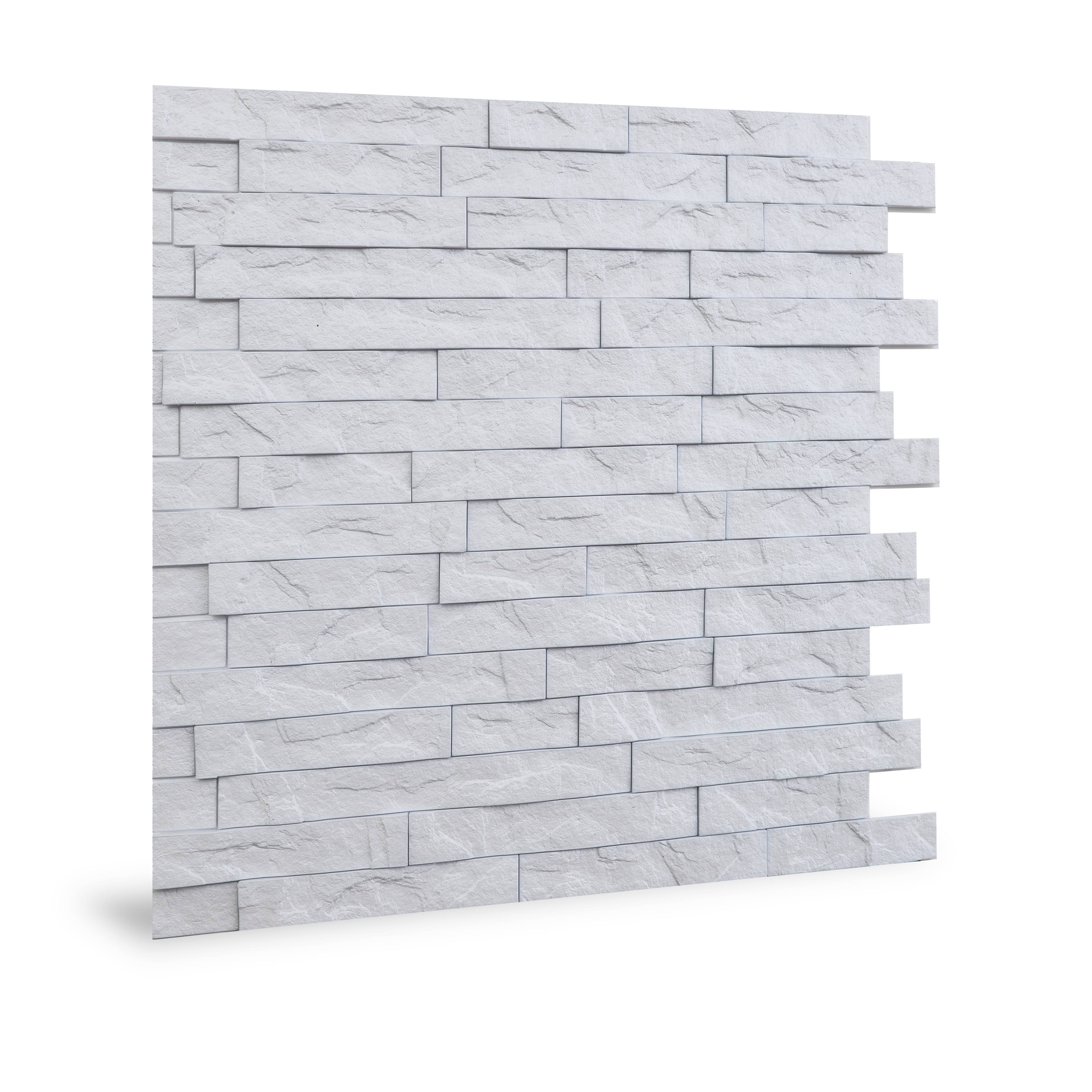Innovera Decor by Palram Ledge Stone 24-in x 24-in Rustic Matt White Wall Panel (6-Pack) | 704527