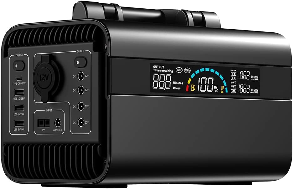 BATINO 600W/577Wh Portable Solar Power Station (Peak 1000W), Solar Generator with PD 60W Quick Charge, Home Backup Lithium Battery with 3.0 Fast Charging Port, 3 x Pure Sine Wave AC Outlets & LED Flashlight, Outage Emergency Power Supply for Camping