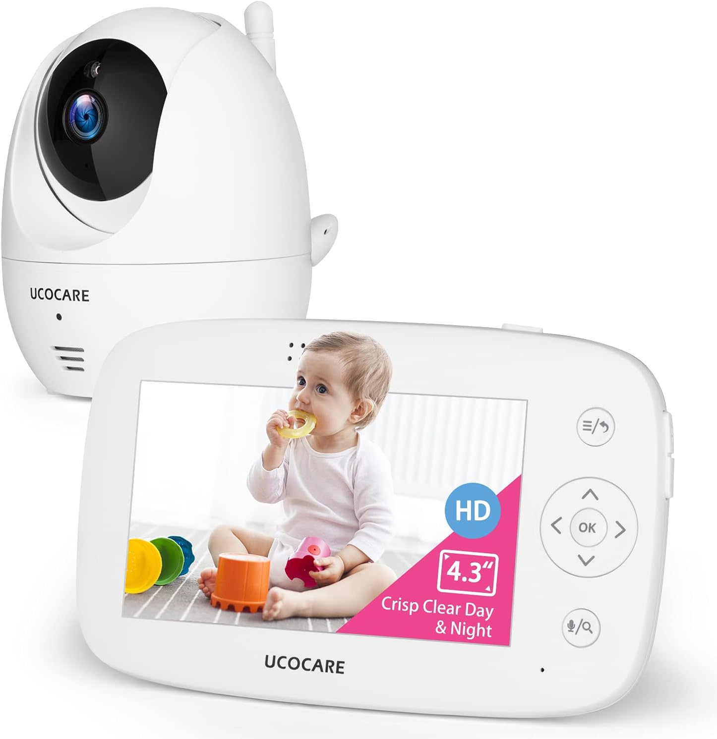 【2021 Upgraded】 Baby Monitor with Camera and Audio, Video Baby Monitor with Night Vision, Baby Camera Monitor, PTZ, Motion Detection, Temperature Monitor, 2-Way Talk Pack of 2