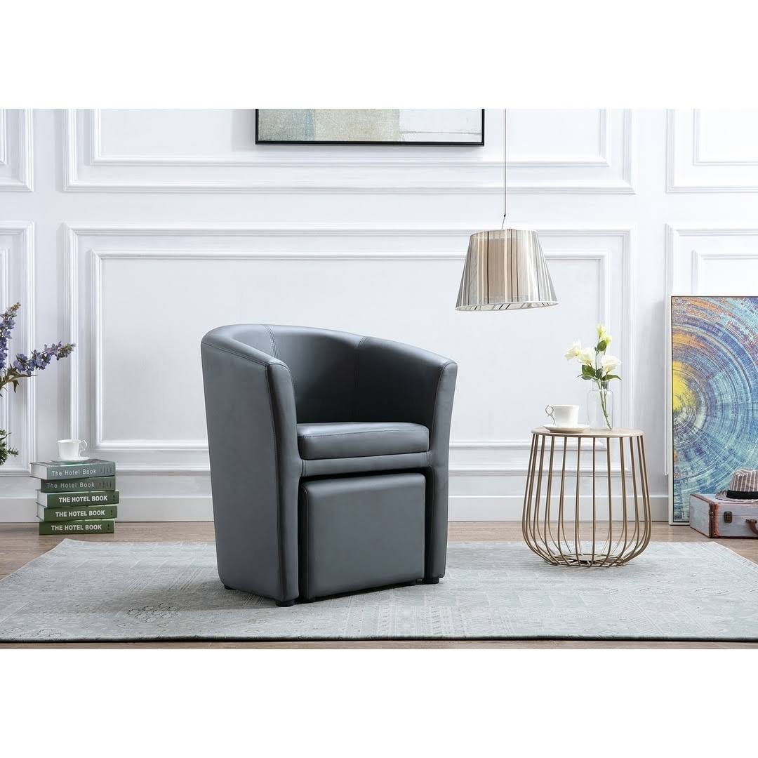 Carson Carrington Junkboda Accent Club Chair with Foot Stool - Black