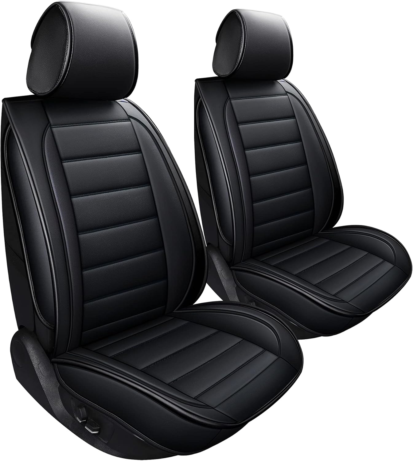 Leather Car Seat Covers, Waterproof Faux Leatherette Cushion Cover for Cars SUV Pick-up Truck Universal Fit Set for Auto Interior Accessories(Black Full Set)