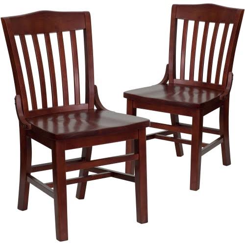 Flash Furniture 2 Pk. Hercules Series Mahogany Finished School House Back Wooden Restaurant Chair